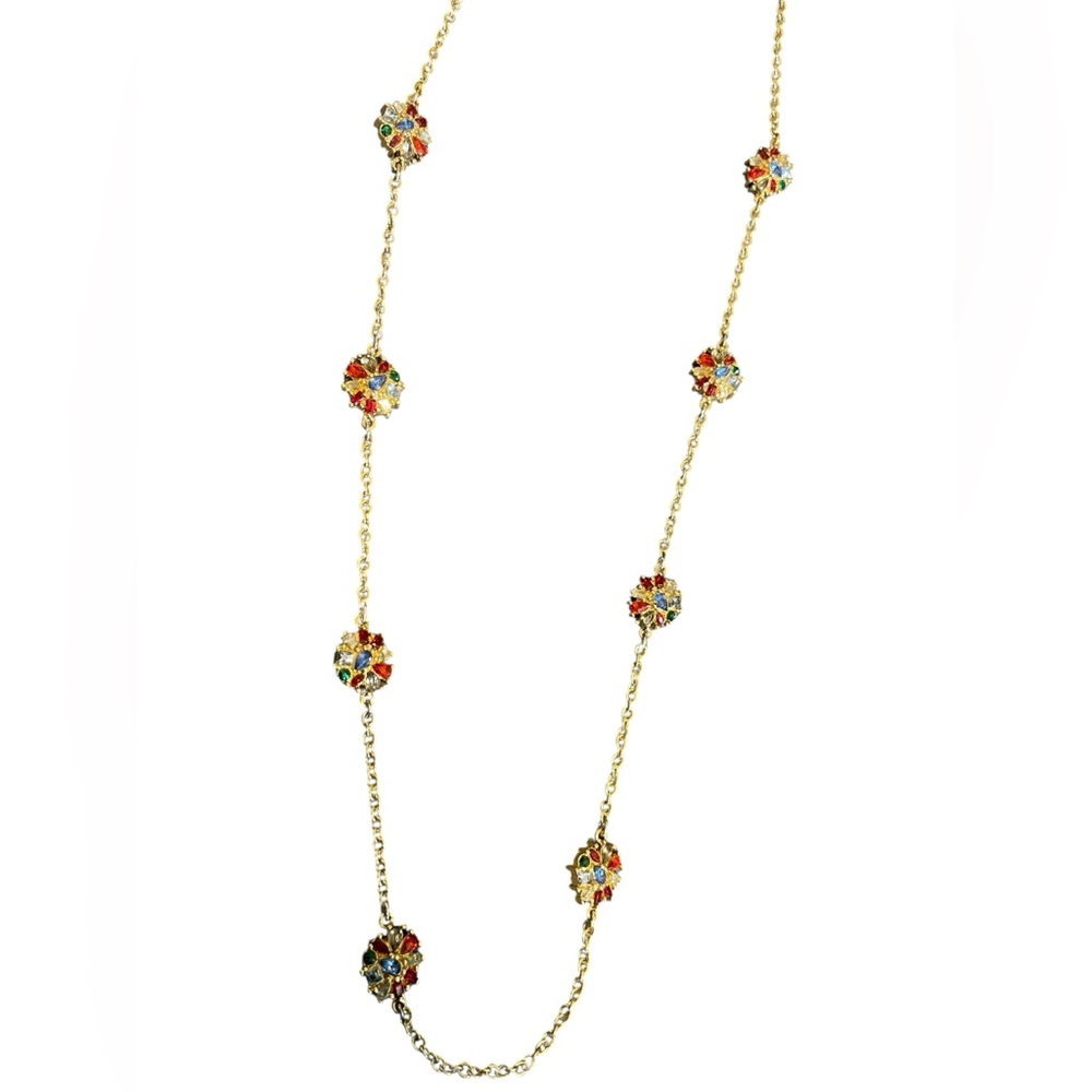 Talbots Gold Necklace with Colorful Floral Accents